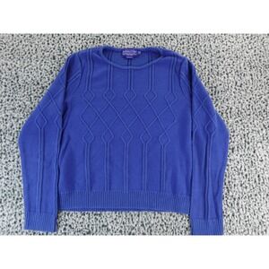 Pendleton Size M 100% Cotton Cable Knit Blue‎ Sweater Top